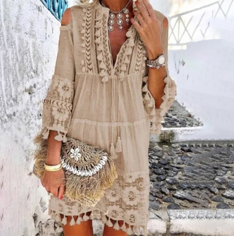 ๐ธ LIMITED-TIME 50% OFF! โจ Women's Cotton Linen Embroidered Dress โ Loose, Breathable, UV Protection ๐