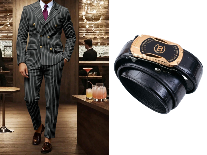 🔥Hot Sale Offers-Men's Double-Breasted Pinstripe Suit Set