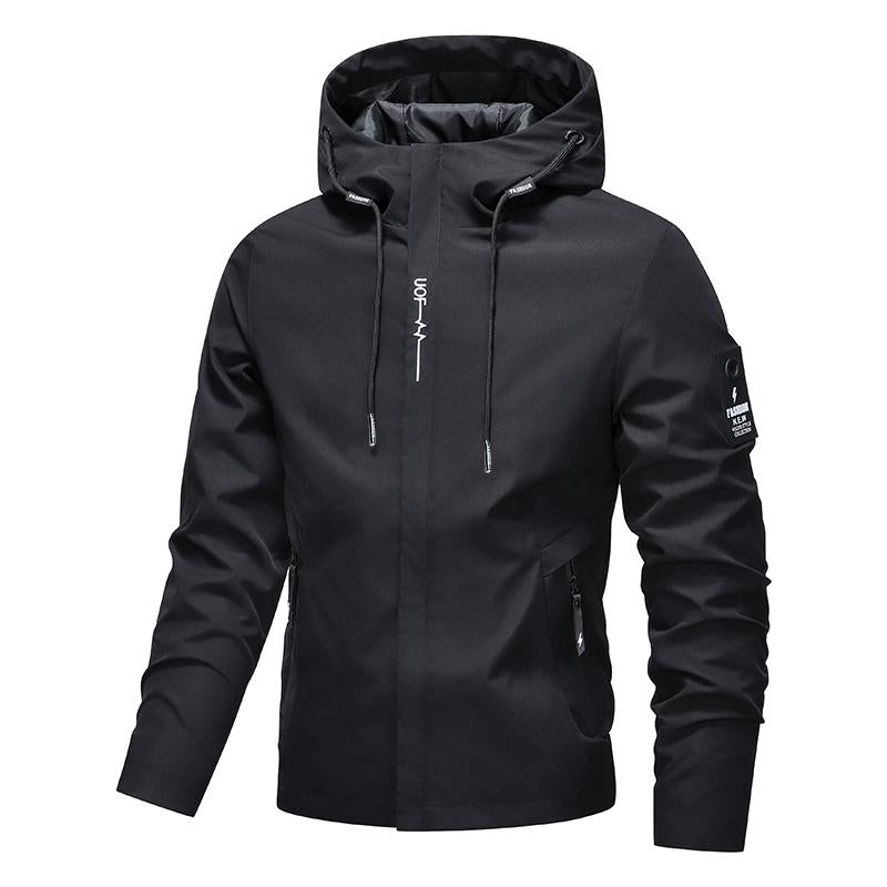 🔥🎁New arrival 50% OFF💥💥Men's Solid Color Waterproof Windproof Drawstring Zip-up Hoodie Jacket