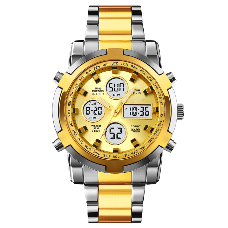 📢📢50% DE DESCONTO!! ⏰ Relógio analógico-digital militar à prova d'água para homens – 48 mm, multifuncional e com pulseira de aço inoxidável! 🕰️💪
