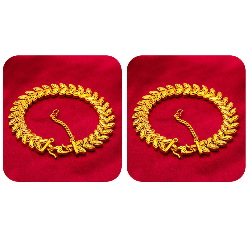 Golden Wheat Alloy Bracelet with Adjustable Extension Chain