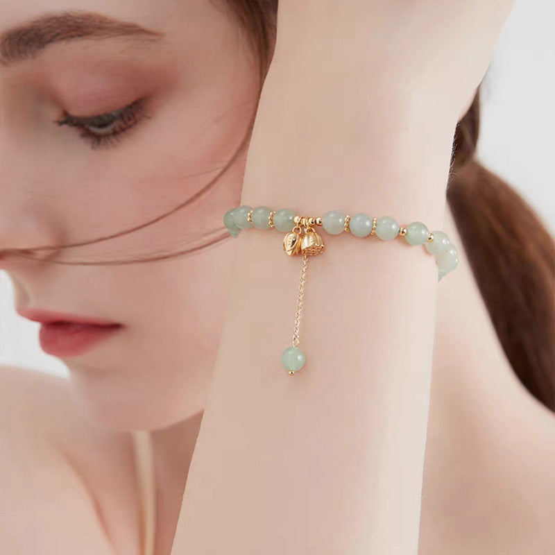 Synthetic Jade Bracelet with Lotus Pendants