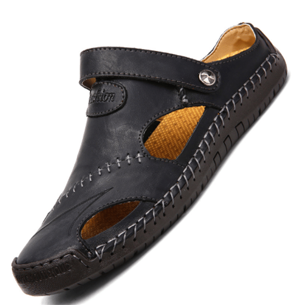 Men's Large Size Breathable Outdoor Soft Leather Sandals(Suitable for Summer)