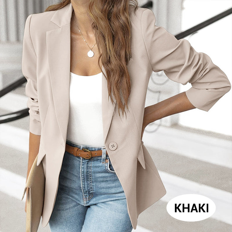 🎁New arrival 50% OFF💥Elegant Soft Solid Color Lapel Buttons Jacket