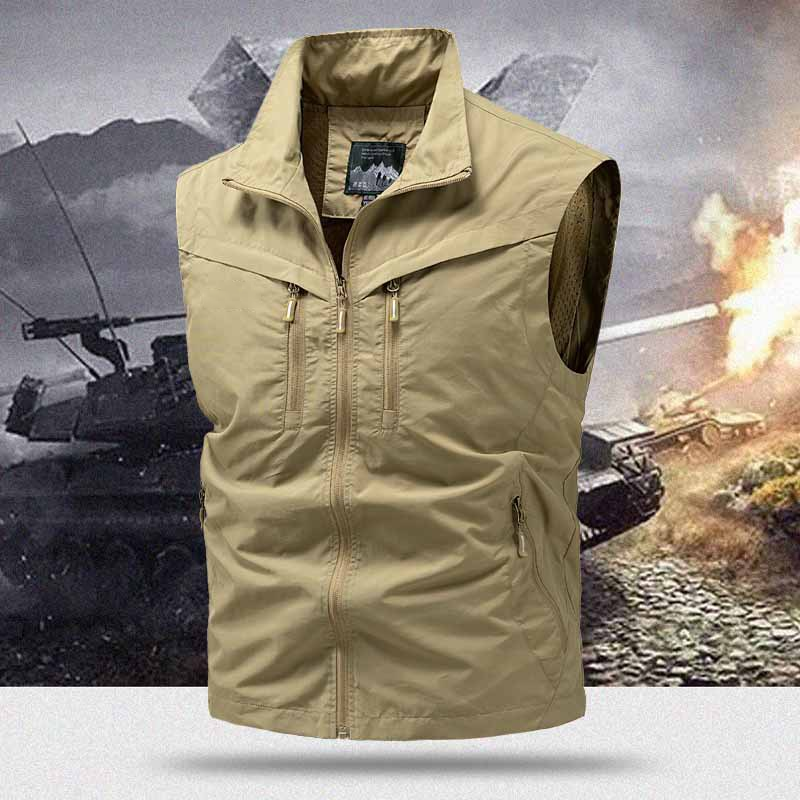 ๐งฅ 50% OFF NOW! ๐ Men's Outdoor Multi-Pocket Utility Vest โ Durable Polyester, Sleeveless Design & Stand-Up Collar ๐ฒ