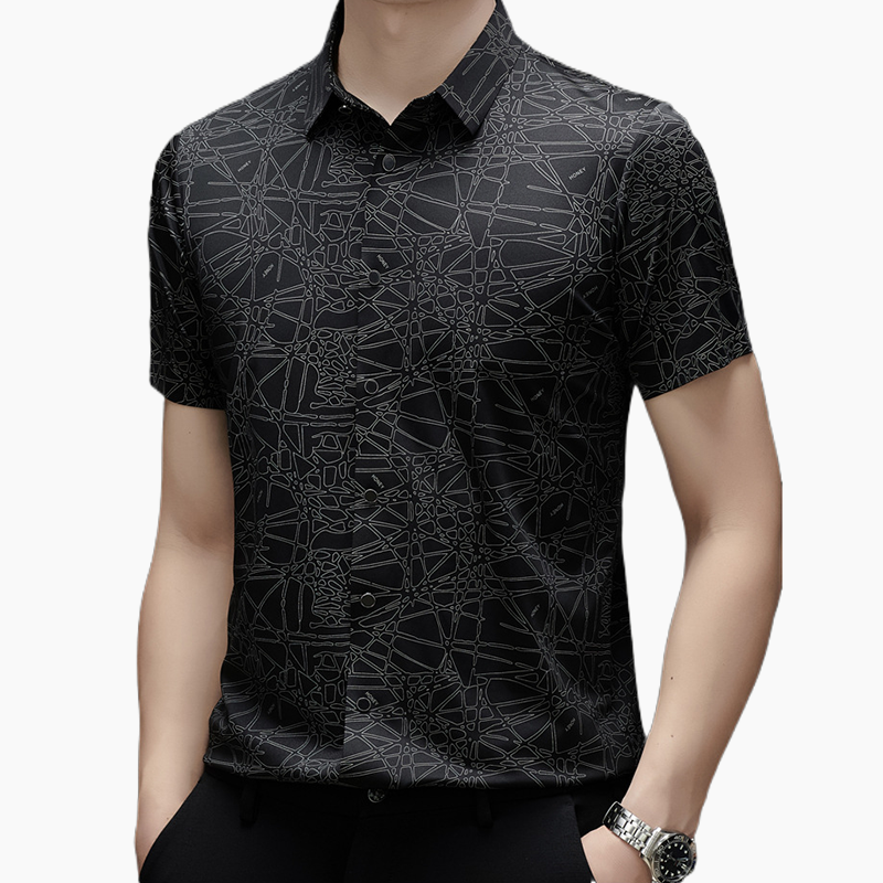 ⏳Time-Limited Special⏰Chic Abstract Geometric Pattern Short Sleeve Lapel Shirt for Men
