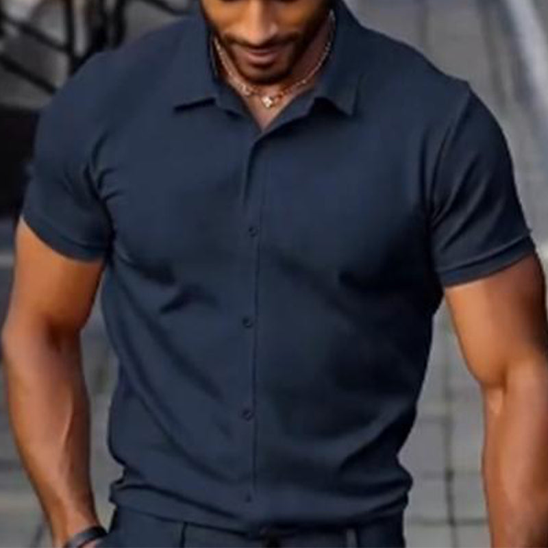 ⌛Promoção por tempo limitado-Camisa casual masculina de manga curta com botões