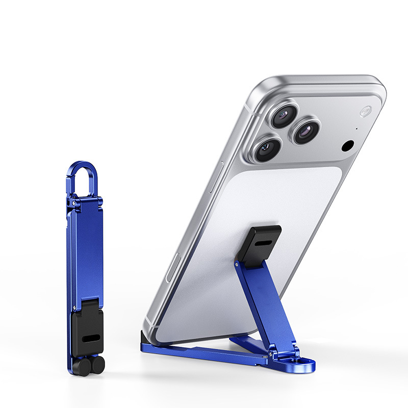 📱Mini suporte de alumínio para celular com chaveiro, dobrável, para mesa – Pequeno gadget, grande praticidade✨