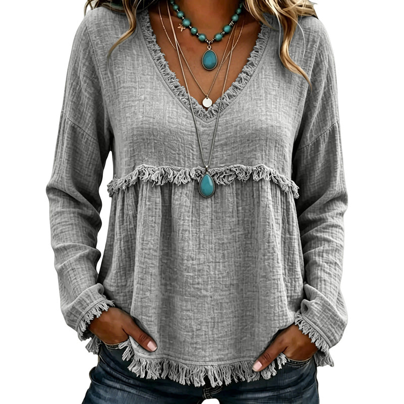 ⌛Limited-Time Offer-Women's Casual V-Neck Long Sleeve Top