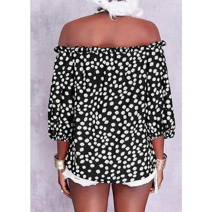 💥Limited time Sale 70% OFF👚Women's Off Shoulder Floral Chiffon Blouse