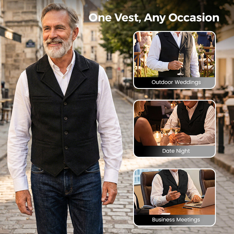 🔥Ofertas imperdíveis – Colete casual de negócios masculino com corte justo
