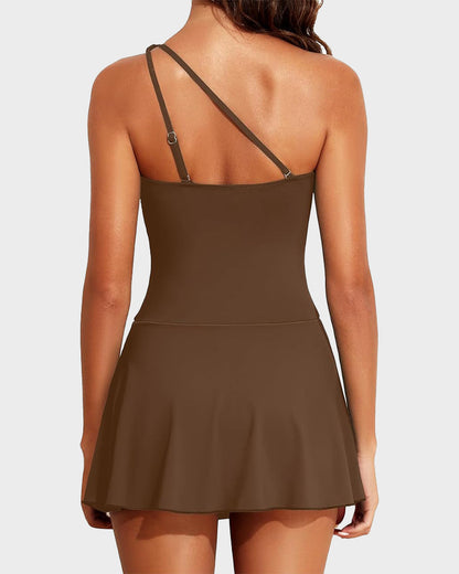 🏖️Last Day Sale 60% OFF👙One Shoulder Skirted One Piece Swimsuit