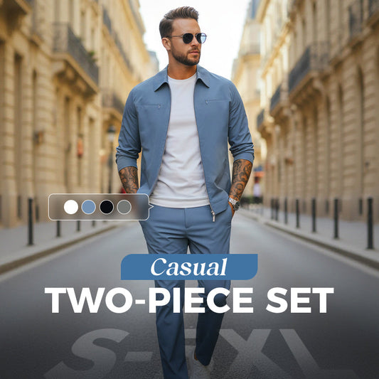 🔥Ofertas en promoción-Conjunto casual de dos piezas para hombre en color liso: chaqueta y pantalón