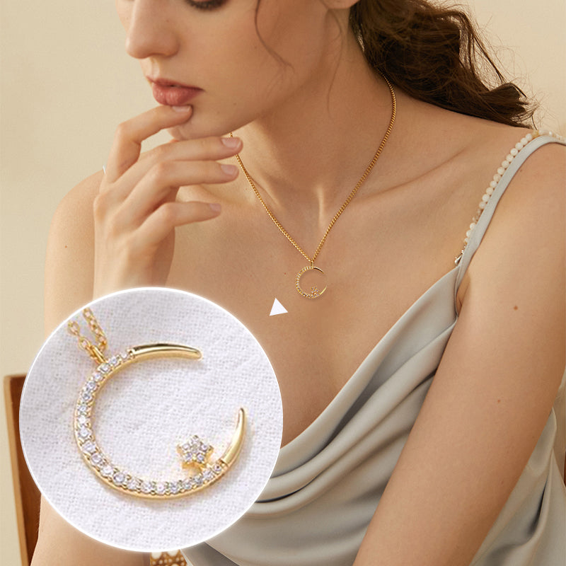🌙Bright Night: Moon Star Necklace✨