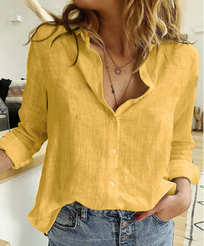 2025 New Hot Sale-Ladies Loose Casual Long Sleeve Linen Shirt