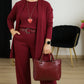 💥Offerta speciale: 50% di sconto-Elegante cardigan lungo, top e pantaloni, set di 3 pezzi