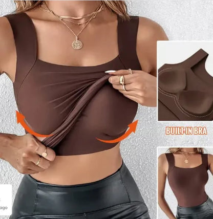 🏆Last Day Special Price ￡8.99!!💐Women's U Neck Tank Tops with Built-In Bra😍Buttery-Soft, Supportive & Versatile