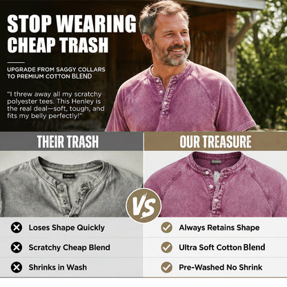 ✨Men's Casual Band Collar Short Sleeve Shirt - Comfortable, Breathable & Effortlessly Stylish
