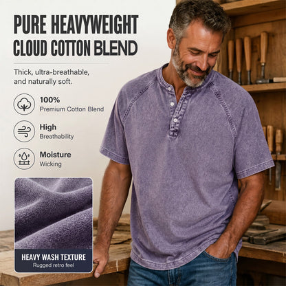 ✨Men's Casual Band Collar Short Sleeve Shirt - Comfortable, Breathable & Effortlessly Stylish