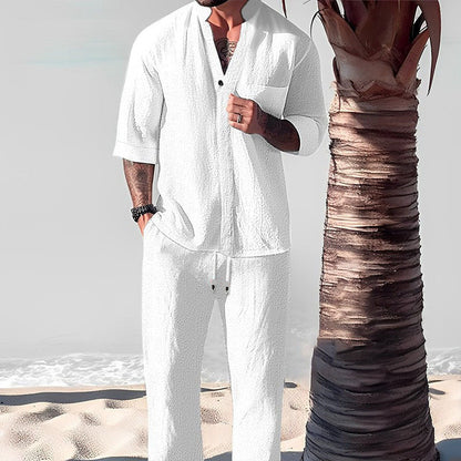 Men's Trendy Cotton Linen Top & Pants Two-Piece Set🎉BIG SALE-50% OFF