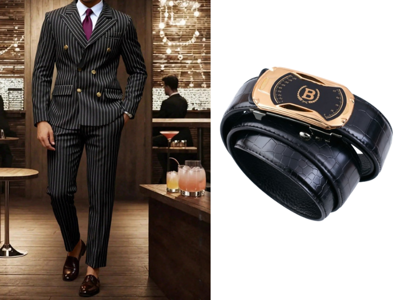 🔥Hot Sale Offers-Men's Double-Breasted Pinstripe Suit Set