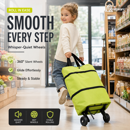 🛒✨ Carrinho de Compras Dobrável 2 em 1 – Leve, Espaçoso e Perfeito Para Facilitar Suas Compras