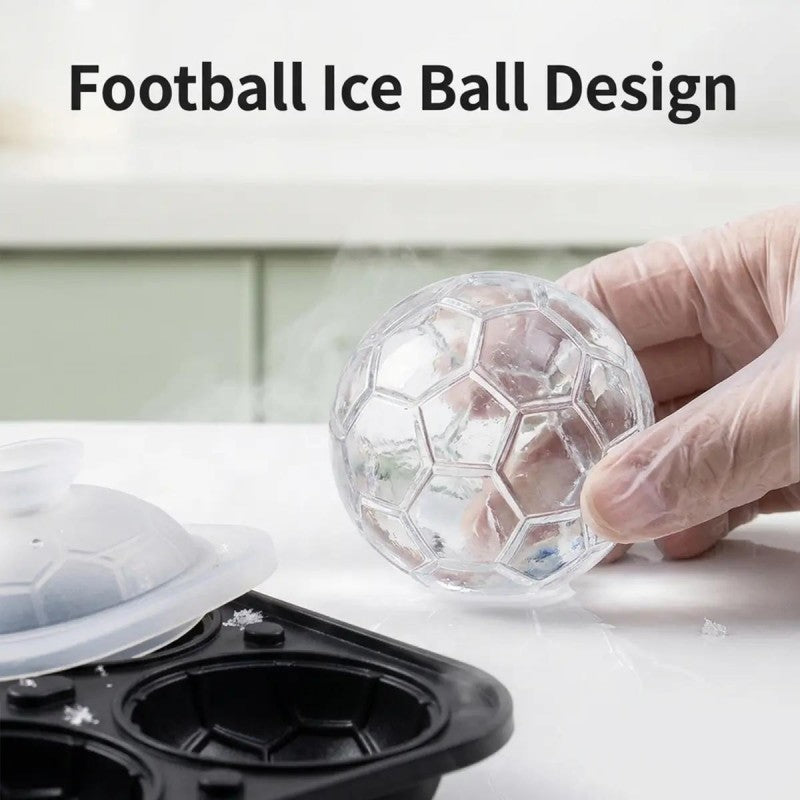 📢📢50% DE DESCONTO!! ⏰ Forma de Gelo de Silicone em Forma de Bola de Futebol – Cubos de 5,5 cm, Derretimento Lento, Design à Prova de Vazamentos, 4 Cores, Ideal para Noites de Jogos e Coquetéis 🥂