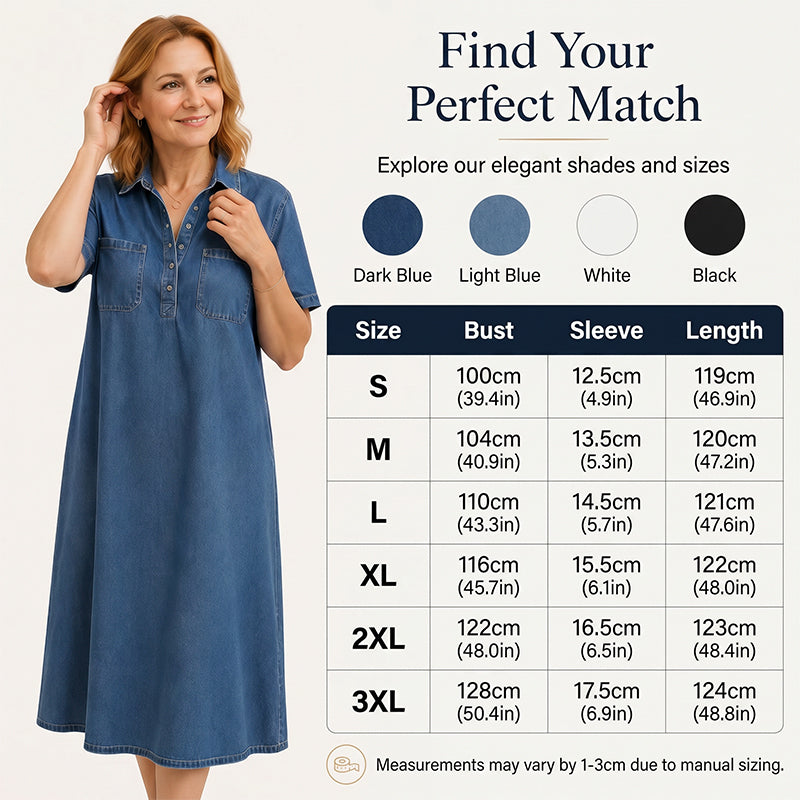 👗 60% הנחה עכשיו! 👖 שמלת חולצה מידי ג'ינס עם כיסים – ג'ינס רך וגזרה נינוחה – כיסים פונקציונליים, מושלמת לקז'ואל יומיומי – נוחה ורב-תכליתית ✨🌸