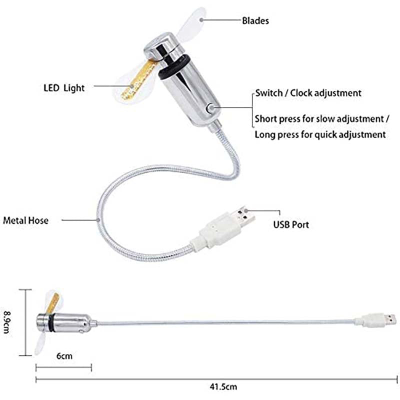 USB-fläkt med LED-klockbelysning(KÖP MER SPARA MER)