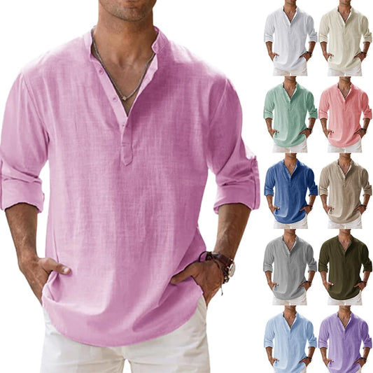 🔥🎁New arrival 50% OFF💥🔥Men's Cotton Linen Casual Long Sleeve Shirt