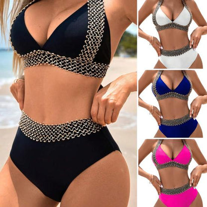 🔥👙Sexy V-neck Women's Holiday Swimsuit With Wavy Pattern