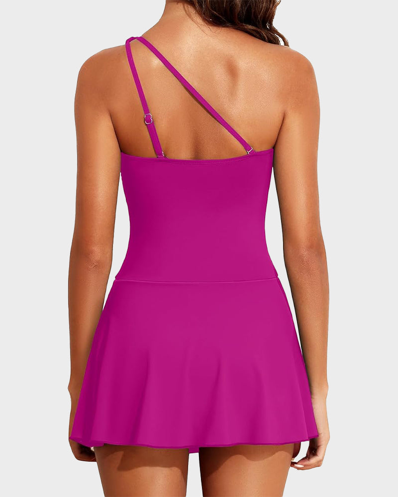 🏖️Last Day Sale 60% OFF👙One Shoulder Skirted One Piece Swimsuit