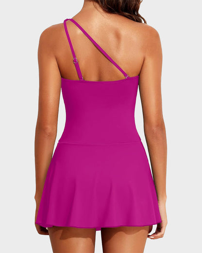 🏖️Last Day Sale 60% OFF👙One Shoulder Skirted One Piece Swimsuit