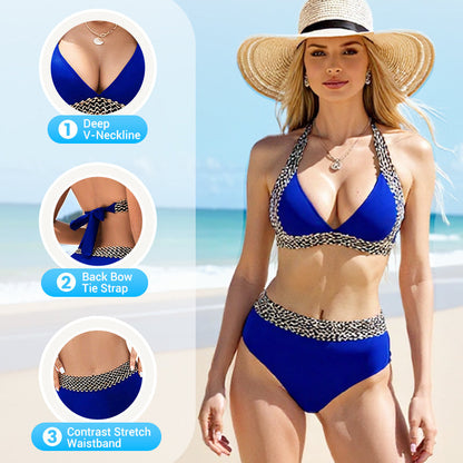 🔥👙Sexy V-neck Women's Holiday Swimsuit With Wavy Pattern