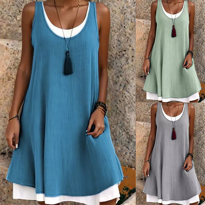 ✨👗 Vestido feminino efeito conjunto 2 peças elegante e confortável casual