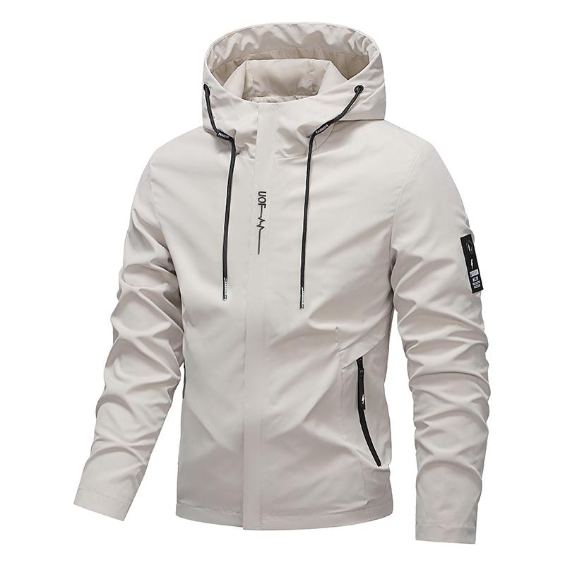 🔥🎁New arrival 50% OFF💥💥Men's Solid Color Waterproof Windproof Drawstring Zip-up Hoodie Jacket