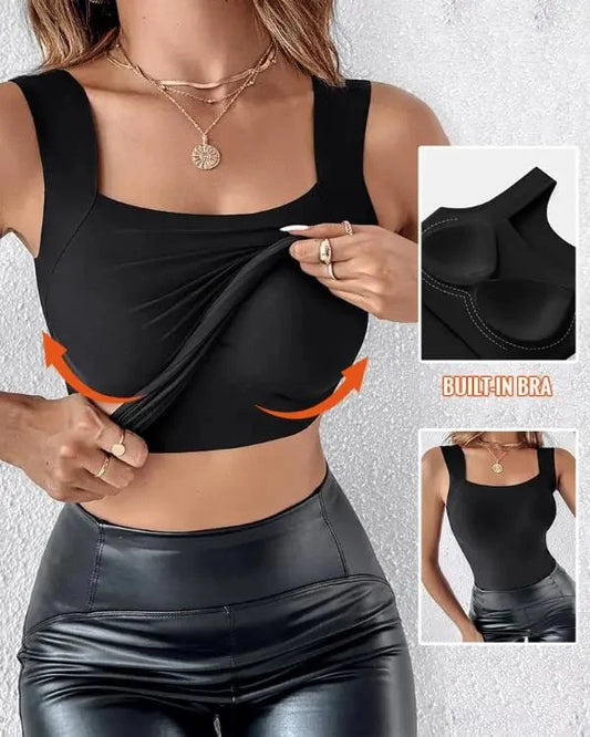 🏆Last Day Special Price ￡8.99!!💐Women's U Neck Tank Tops with Built-In Bra😍Buttery-Soft, Supportive & Versatile
