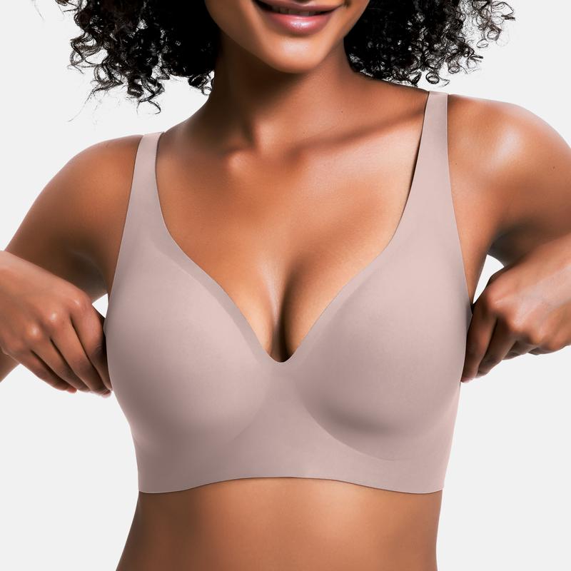 💗LAST DAY SALE 50% OFF⚡50K+ SOLD💕 Jelly Wireless Womens Comfortable Wireless Bras Push Up Bralettes Seamless Tshirts Bras Deep V Everyday Bras