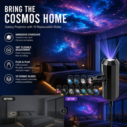 🌌✨ Projetor de luz galáxia e lua USB – transforme seu quarto em um universo mágico