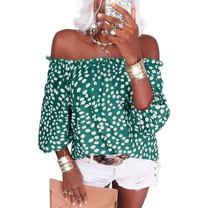 💥Limited time Sale 70% OFF👚Women's Off Shoulder Floral Chiffon Blouse