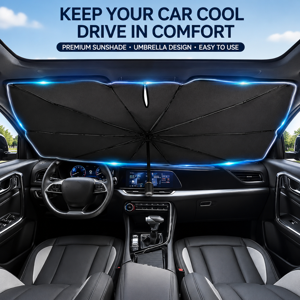 ☀️🚗 Protetor solar para para-brisa automotivo – bloqueia calor e raios UV