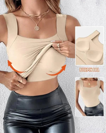 🏆Last Day Special Price ￡8.99!!💐Women's U Neck Tank Tops with Built-In Bra😍Buttery-Soft, Supportive & Versatile