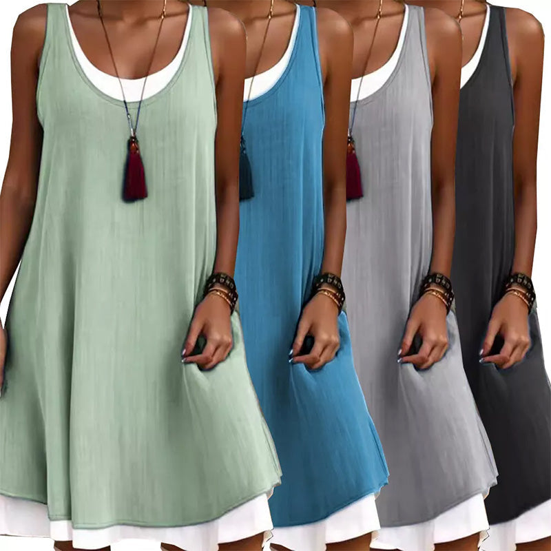 ✨👗 Vestido feminino efeito conjunto 2 peças elegante e confortável casual