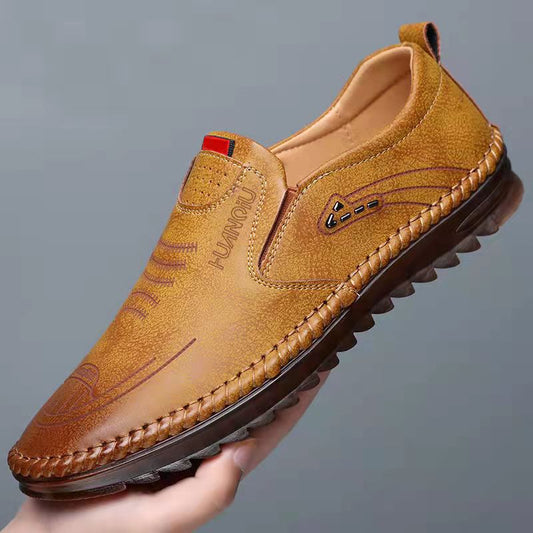 zapatos casuales de cuero transpirables para hombres
