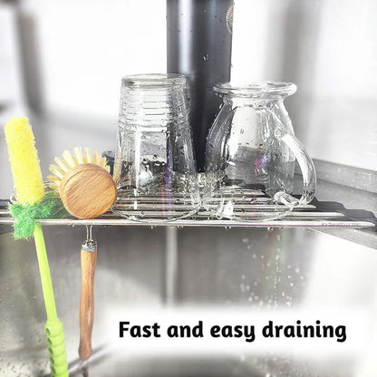 Triangle Roll-Up Dish Drying Rack for Sink Corner