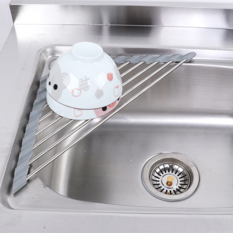 Triangle Roll-Up Dish Drying Rack for Sink Corner