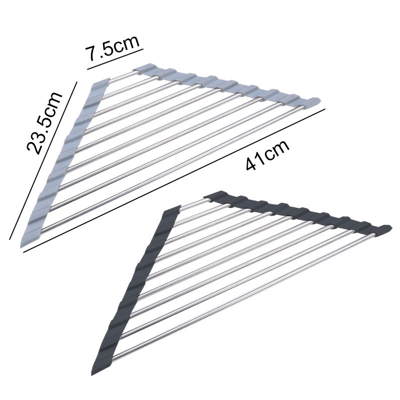 Triangle Roll-Up Dish Drying Rack for Sink Corner