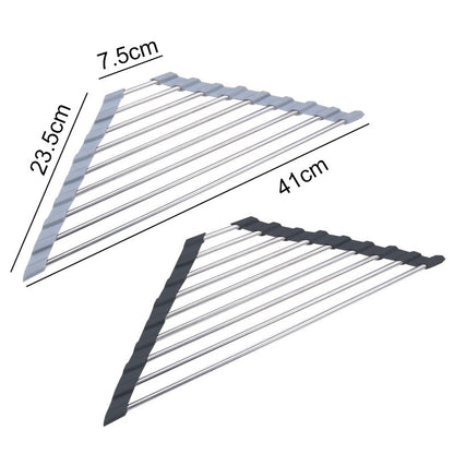 Triangle Roll-Up Dish Drying Rack for Sink Corner