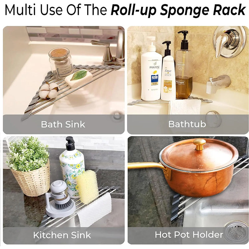 Triangle Roll-Up Dish Drying Rack for Sink Corner