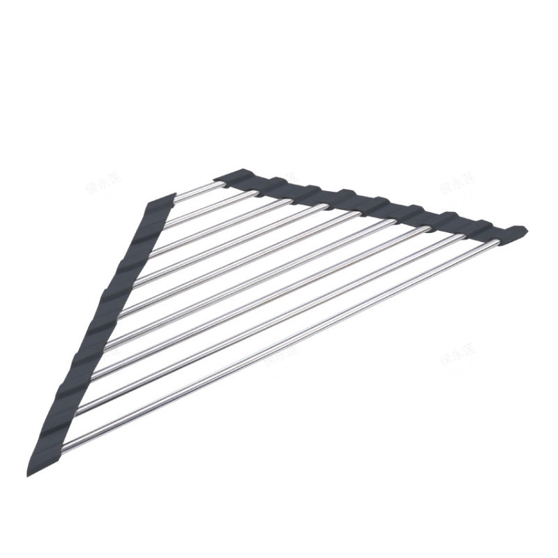 Triangle Roll-Up Dish Drying Rack for Sink Corner